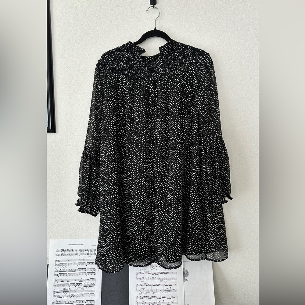 Zara Basic Collection Black Polka Dot Chiffon Min… - image 3